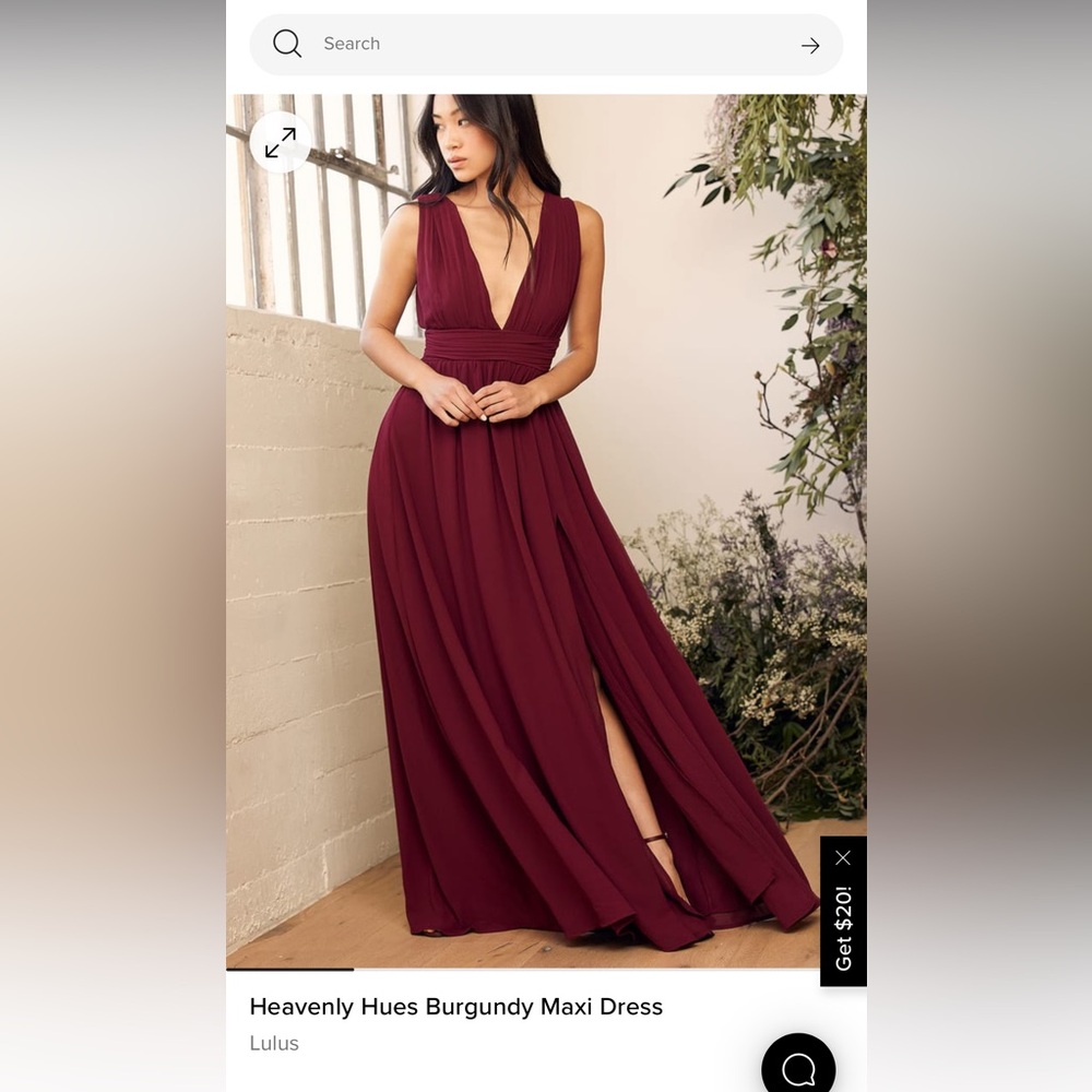 Lulu’s Heavenly Hues Burgundy Maxi Dress- Size Small